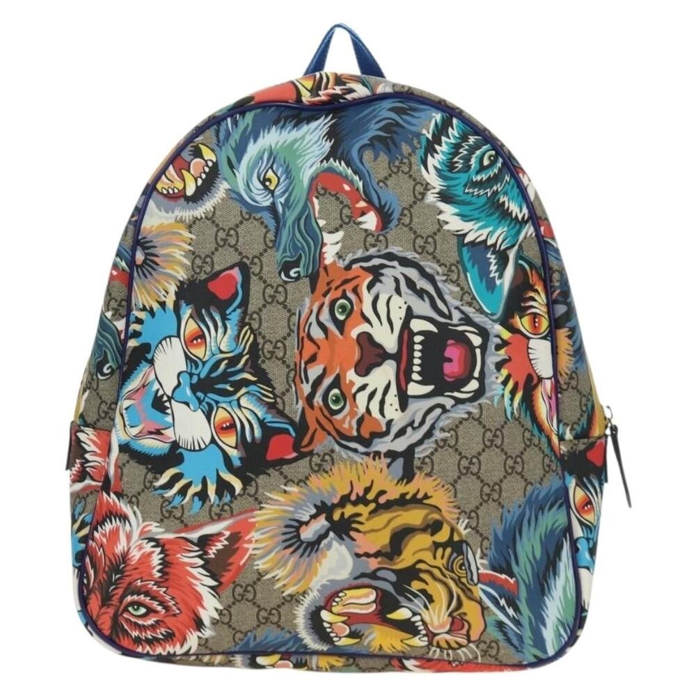 Gucci Leather Ace Backpack Beige